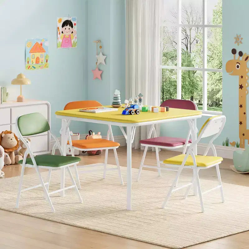 Set di 5 Tavolo e Sedie Pieghevoli per Bambini, Set di Tavolo e Sedie per Attività per Neonati e Bambini per Sala da Pranzo, Asili Nido, Aule