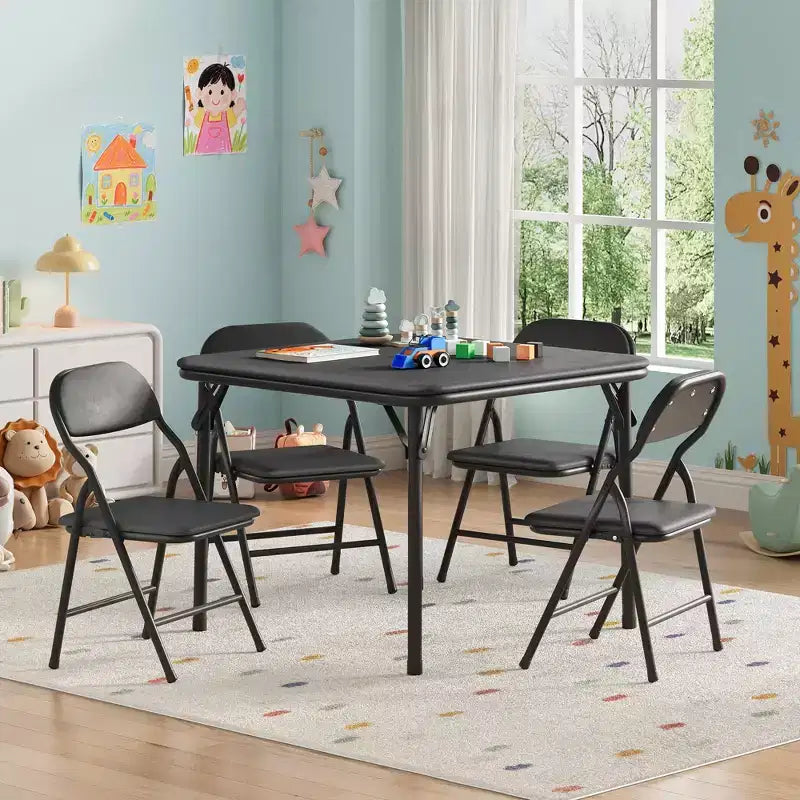Set di 5 Tavolo e Sedie Pieghevoli per Bambini, Set di Tavolo e Sedie per Attività per Neonati e Bambini per Sala da Pranzo, Asili Nido, Aule