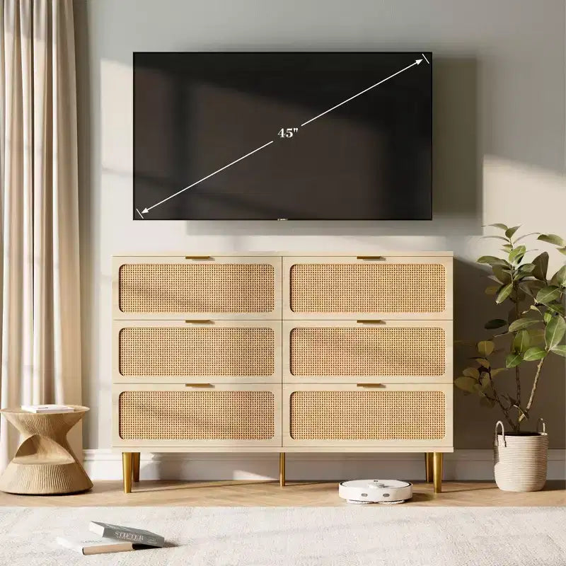 Comò in rattan per la camera da letto, cassettiere spaziose per l'armadio, adatte per il soggiorno, l'ingresso e la camera dei bambini.