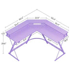 Scrivania a L Greenstell 128 cm – Superficie in fibra di carbonio con luce LED e prese di corrente, tavolo da gaming con supporto per monitor e gancio per cuffie
