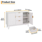 Credenza a Buffet Scanalata, Grande Mobiletto Contenitore per Caffè/Bar da 120 cm con 3 Cassetti e 2 Ante per Cucina, Soggiorno, Ingresso