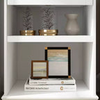 Famapy Vetrina Alta e Armadio Contenitore con Mensole Decorative + Cassetto, Versatile per Ambienti Domestici