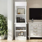 Famapy Vetrina Alta e Armadio Contenitore con Mensole Decorative + Cassetto, Versatile per Ambienti Domestici