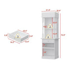Famapy Vetrina Alta e Armadio Contenitore con Mensole Decorative + Cassetto, Versatile per Ambienti Domestici