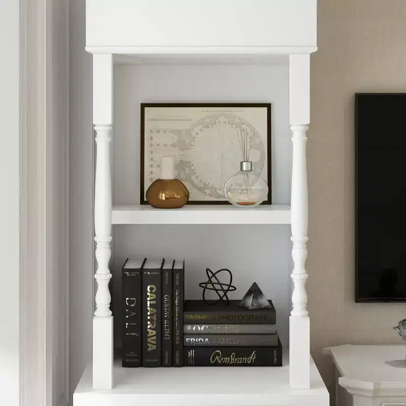 Famapy Vetrina Alta e Armadio Contenitore con Mensole Decorative + Cassetto, Versatile per Ambienti Domestici
