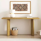 Tavolino Consolle Minimalista in Legno con Gambe Geometriche, Tavolo da Ingresso in Legno Stile Fattoria per Soggiorno e Ingresso