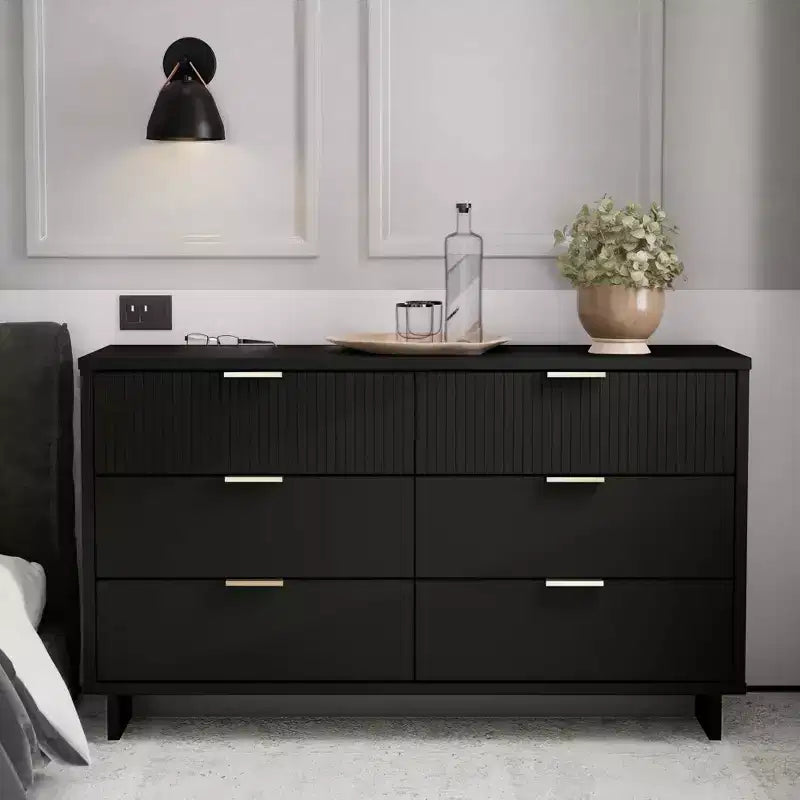 GDFStudio Biljon 55 Modern Glam Double Wide Dresser with 6 Drawers
