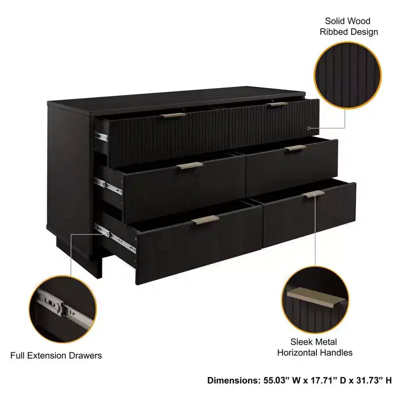 Cassettiera doppia moderna GDFStudio Biljon 55 "Glam" con 6 cassetti
