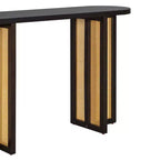 Consolle in Rattan con Contenitore, Tavolo Stretto da Ingresso in Legno per Soggiorno e Corridoio