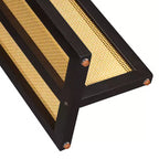 Consolle in Rattan con Contenitore, Tavolo Stretto da Ingresso in Legno per Soggiorno e Corridoio