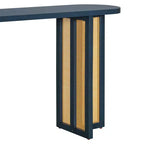Consolle in Rattan con Contenitore, Tavolo Stretto da Ingresso in Legno per Soggiorno e Corridoio