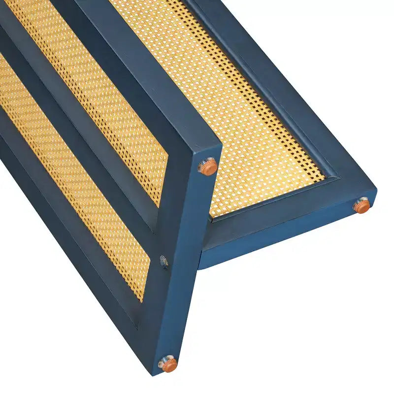 Consolle in Rattan con Contenitore, Tavolo Stretto da Ingresso in Legno per Soggiorno e Corridoio