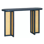 Consolle in Rattan con Contenitore, Tavolo Stretto da Ingresso in Legno per Soggiorno e Corridoio