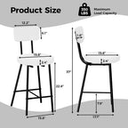Set di 2/4 sgabelli da bar, sedie da bar altezza bancone da 61 cm con schienale e poggiapiedi - Sgabelli moderni imbottiti con seduta rotonda per isola cucina, sala da pranzo, pub