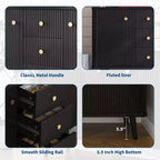 Cassettiera a 3 cassetti, armadio stretto da cucina, credenza moderna con scanalature laterali