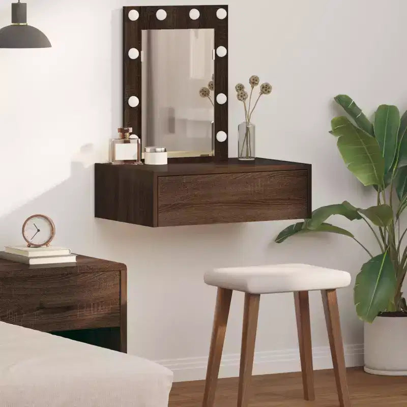 Clihome Tavolo da Toeletta Moderno Minimalista, Elegante Vanity con Specchio Trasparente e Cassetti Intelligenti per l'Organizzazione Quotidiana