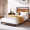 Bed Frame with Wood Headboard and Footboard, 6 Inch Under Bed Storage, Stable Platform Bed Furniture Bed Storage, No Box Spring, Easy Assembly
