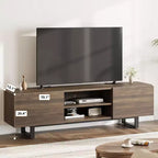 Mobile TV in stile industriale con due cassetti, adatto per TV da 80 pollici, mobile multimediale in legno per salotti