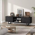 Mobile TV in stile industriale con due cassetti, adatto per TV da 80 pollici, mobile multimediale in legno per salotti
