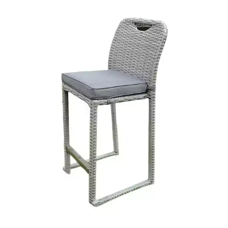 Set di 6 sedie da bar Royal Hampton, cuscino spesso, struttura in vimini grigio