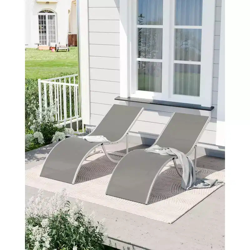 COZONY Set di 2 Sedie a Sdraio per Esterni, Poltrone Reclinabili Resistenti alle Intemperie con Tessuto Textilene a Rete per Piscina Giardino e Cortile