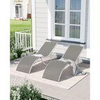 COZONY Set di 2 Sedie a Sdraio per Esterni, Poltrone Reclinabili Resistenti alle Intemperie con Tessuto Textilene a Rete per Piscina Giardino e Cortile