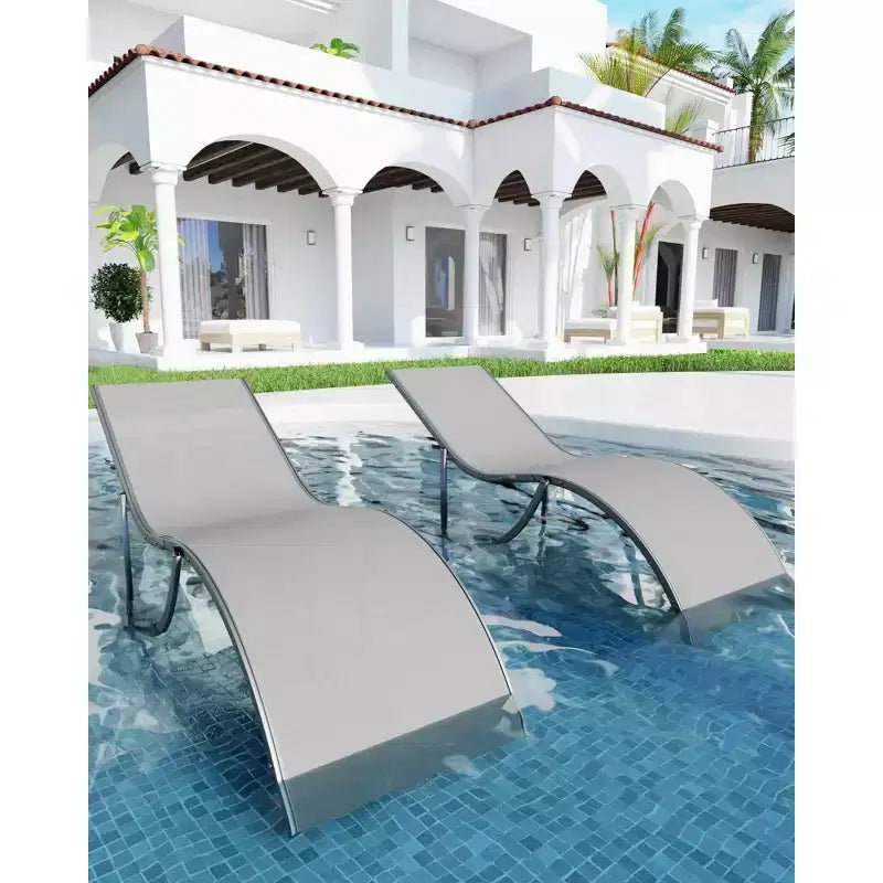 COZONY Set di 2 Sedie a Sdraio per Esterni, Poltrone Reclinabili Resistenti alle Intemperie con Tessuto Textilene a Rete per Piscina Giardino e Cortile