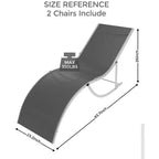 COZONY Set di 2 Sedie a Sdraio per Esterni, Poltrone Reclinabili Resistenti alle Intemperie con Tessuto Textilene a Rete per Piscina Giardino e Cortile