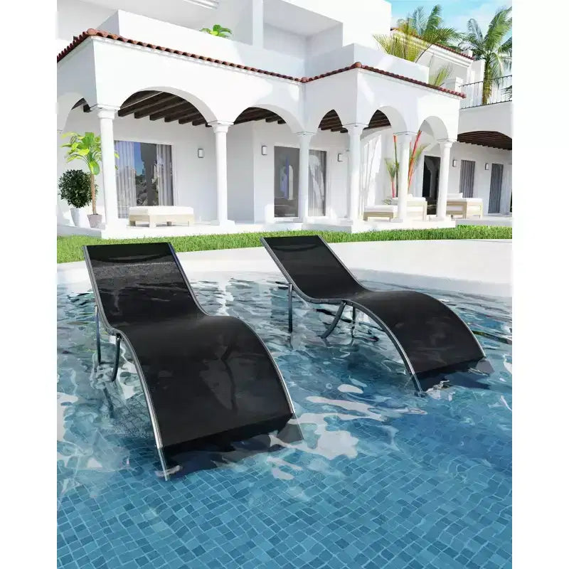 COZONY Outdoor Chaise Lounge Set of 2, Weather-Resistant Reclining Patio Chairs with Textilene Mesh for Poolside Garden and Backyard Use