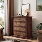 Cassettiera a cinque cassetti in stile rustico, cassettiera alta, Porta TV in legno, adatti per soggiorni e corridoi