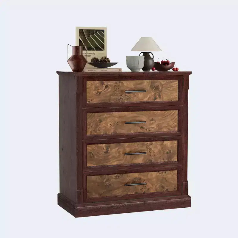 Cassettiera a cinque cassetti in stile rustico, cassettiera alta, Porta TV in legno, adatti per soggiorni e corridoi
