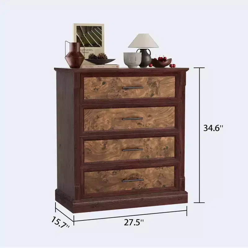 Cassettiera a cinque cassetti in stile rustico, cassettiera alta, Porta TV in legno, adatti per soggiorni e corridoi