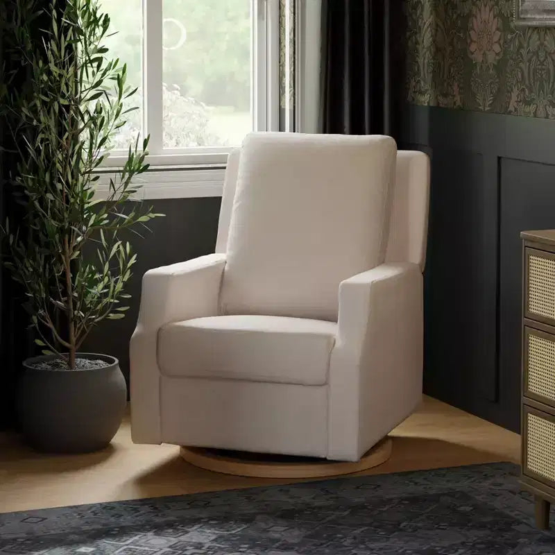 Poltrona reclinabile e girevole Namesake Crewe Electronic - Eco-tessuto color crema ad alte prestazioni