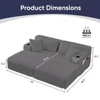 Mjkone 85 Divani Reclinabili Mobili a Doppia Chaise Longue, Divanetto con Portabicchieri, Tasche Laterali, 2 Poltrone Letto Singole Oversize