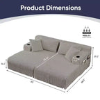 Mjkone 85 Divani Reclinabili Mobili a Doppia Chaise Longue, Divanetto con Portabicchieri, Tasche Laterali, 2 Poltrone Letto Singole Oversize