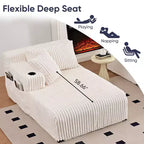 Mjkone 85 Divani Reclinabili Mobili a Doppia Chaise Longue, Divanetto con Portabicchieri, Tasche Laterali, 2 Poltrone Letto Singole Oversize