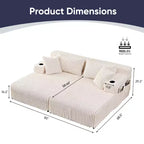 Mjkone 85 Divani Reclinabili Mobili a Doppia Chaise Longue, Divanetto con Portabicchieri, Tasche Laterali, 2 Poltrone Letto Singole Oversize