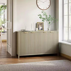 COZONY 55 Mobile Credenza Moderno con Ante Scanalate e Ripiani Regolabili, Credenza a 4 Ante in Legno per Sala da Pranzo, Cucina e Soggiorno