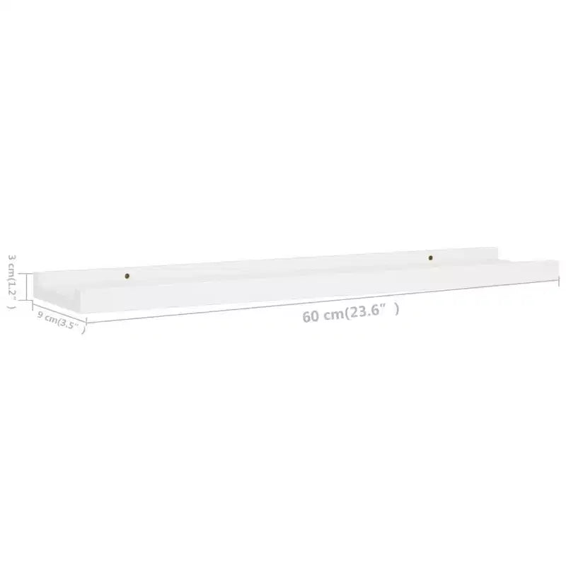 Set di 2 mensole da parete Frame Ledge, in MDF bianco, 60 x 8,9 x 3 cm