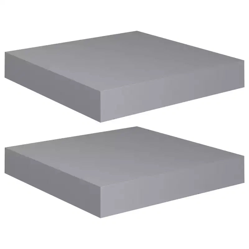 Set di 2 Mensole da Muro Grigie in MDF 23x23,5x3,8 cm Mensola da Muro Quadrata