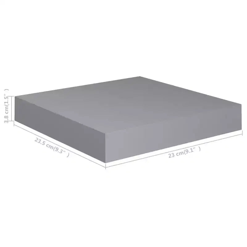 Set di 2 Mensole da Muro Grigie in MDF 23x23,5x3,8 cm Mensola da Muro Quadrata
