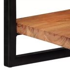 Set di 2 mensole da parete Legno naturale e nero Legno massello di acacia, Acciaio