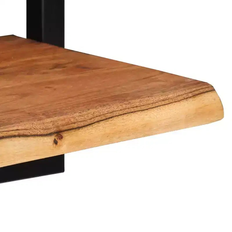 Set di 2 mensole da parete Legno naturale e nero Legno massello di acacia, Acciaio
