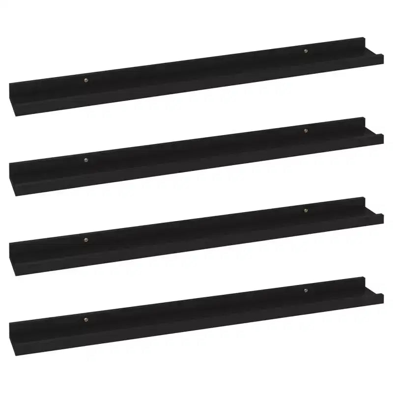 Mensola a muro set da 4 MDF nero intarsi decorativi medi