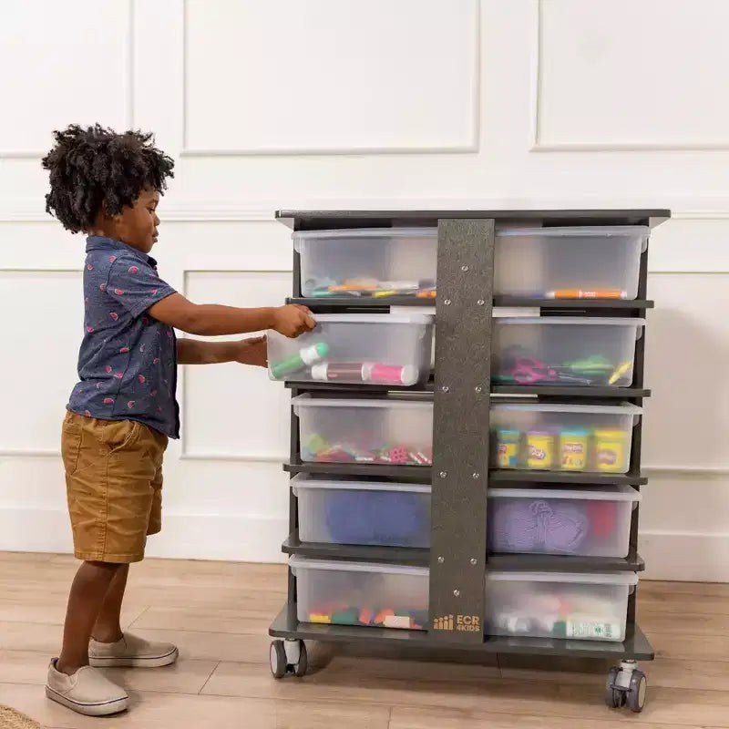 Torre Portaoggetti Mobile a 20 Scomparti ECR4Kids e 20 Contenitori, 5x4, Mobili per Bambini