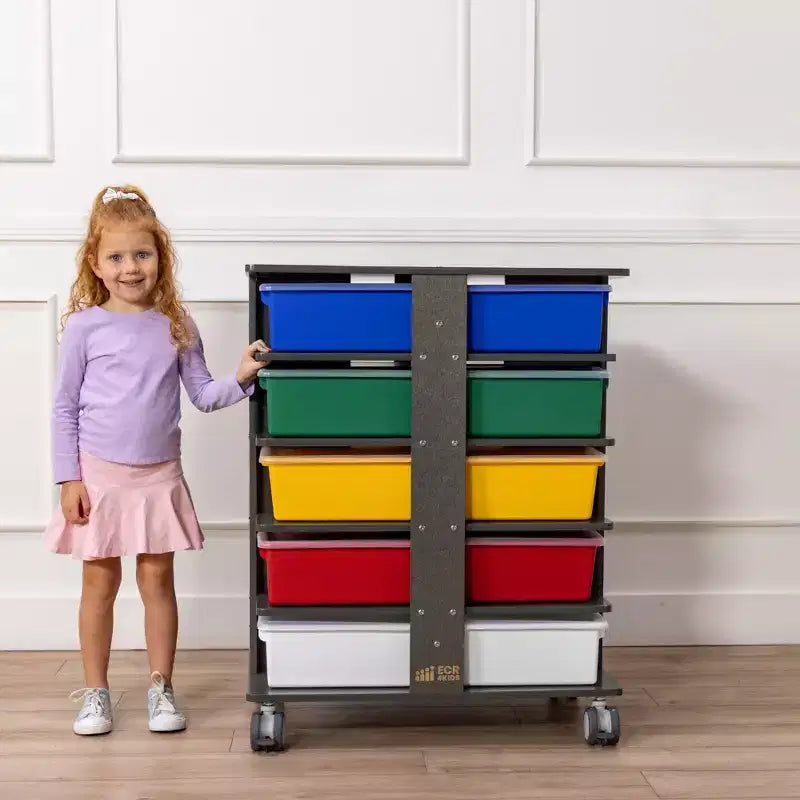 Torre Portaoggetti Mobile a 20 Scomparti ECR4Kids e 20 Contenitori, 5x4, Mobili per Bambini