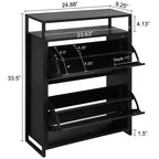 eHemco Scarpiere a 2 Ante con Ripiano, Organizzatore Moderno, Struttura in Metallo Nero, 2 Cassetti a Ribalta