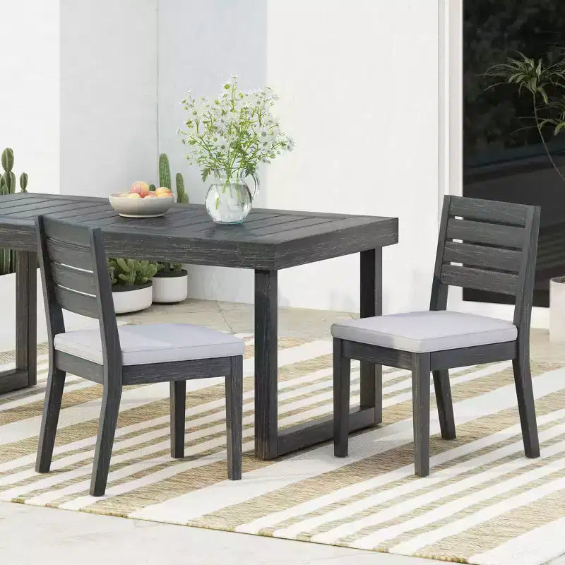 Sedia da pranzo in teak per esterni, sedia senza braccioli imbottita, adatta per patii, esterni, ponti, portici, cortili, balconi