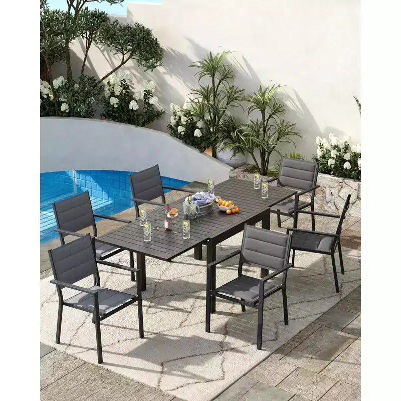 Sedie impilabili da giardino, sedie da pranzo per esterni in lega di alluminio con braccioli, seduta ampia, adatte per balconi, giardini e cortili.