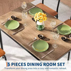 Set da Tavolo da Pranzo Industriale per 4, Set da Tavolo da Cucina in Legno, Set di Mobili per Angolo Colazione Stile Fattoria, per Sala da Pranzo, Appartamento, Monolocale